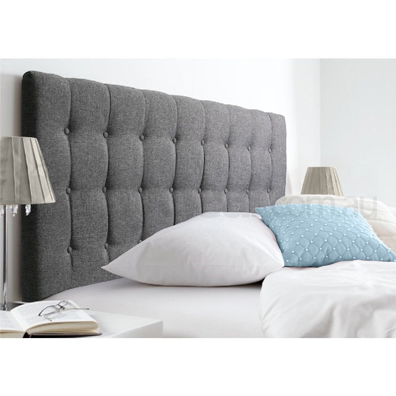 Maddison Space Grey Upholstered King Headboard - MyDeal