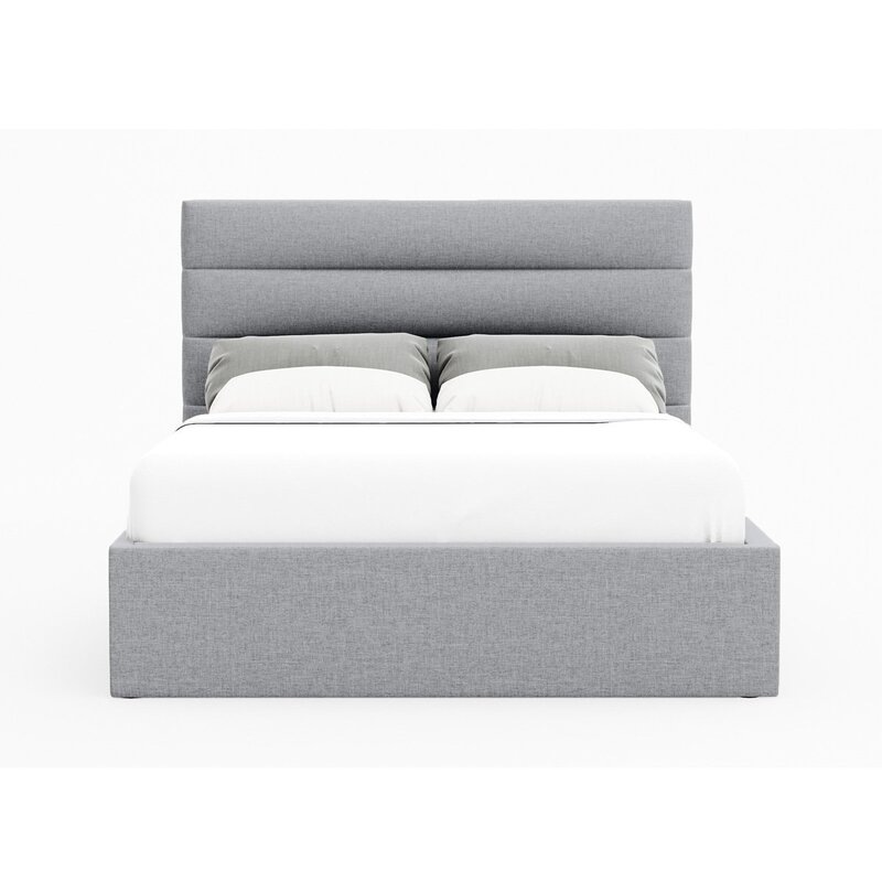 Buy Benny Fabric Gas Lift Storage Bed Frame in King & Queen Size (Grey