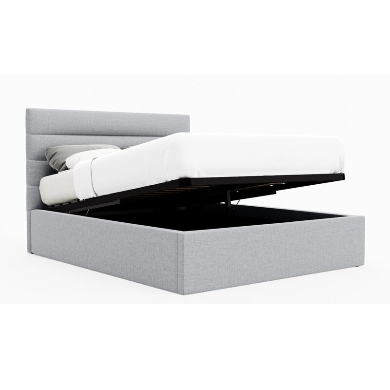 Buy Benny Fabric Gas Lift Storage Bed Frame in King & Queen Size (Grey