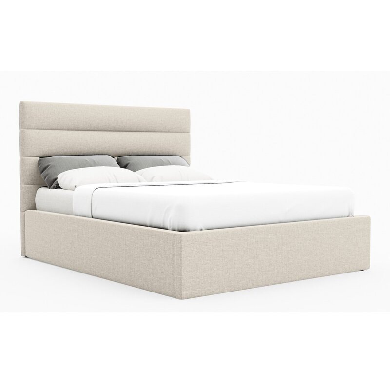 Buy Benny Fabric Gas Lift Storage Bed Frame in King & Queen Size (Grey