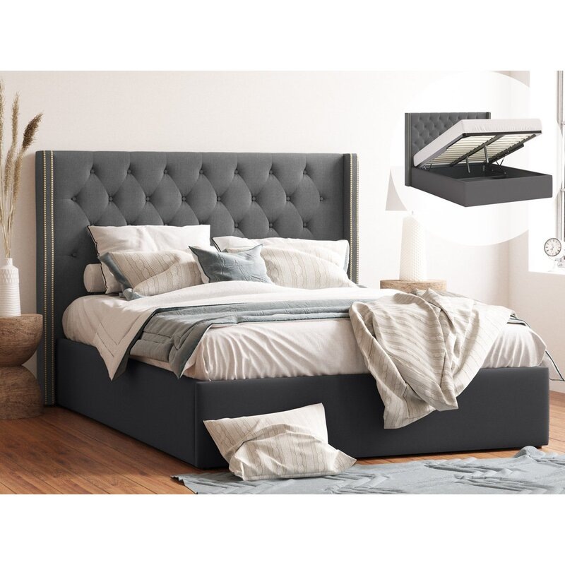 Buy Giselle Gas Lift Storage Wing Bed Frame with Studs in King, Queen