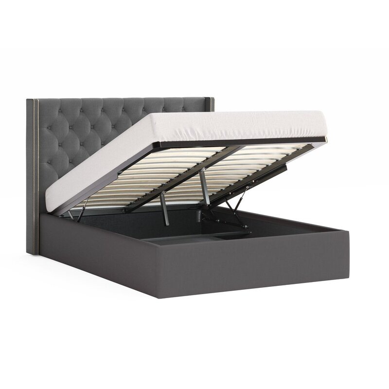 Buy Giselle Gas Lift Storage Wing Bed Frame with Studs in King, Queen ...