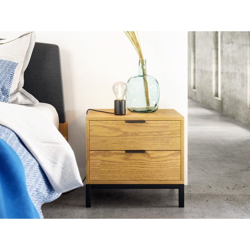 wooden bedside table with metal base buy bedside tables 1170369