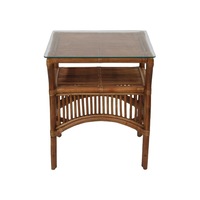 CR Atrium Rattan Side Table with Glass Top