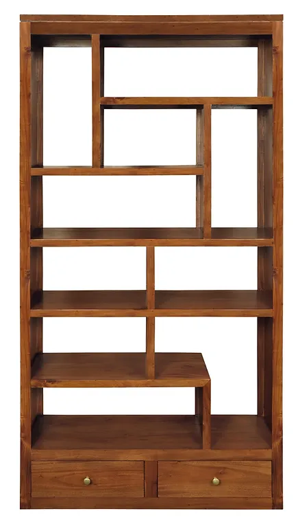 CT Amsterdam Solid Mahogany Timber 10 Cube Shelf with 2 Drawers