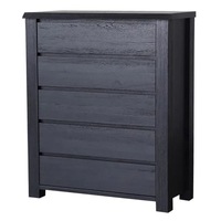MD Belrose Solid Timber Live Edge Tallboy with 5 Drawers