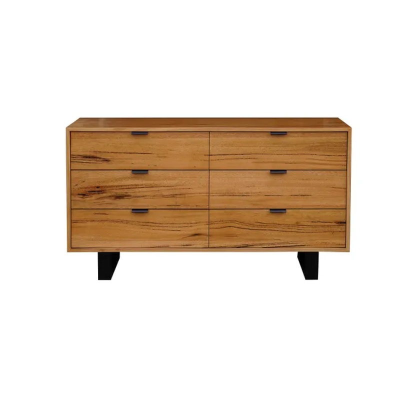 Buy MD Senart Marri Veneer Finish 6 Drawer Low Chest - MyDeal