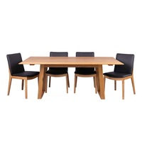 VI Galway Solid Timber Framed Dining Table & 8 Leather Chair Set