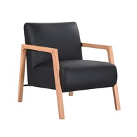 VI Mason Buffalo Leather Upholstered Timber Legs Armchair