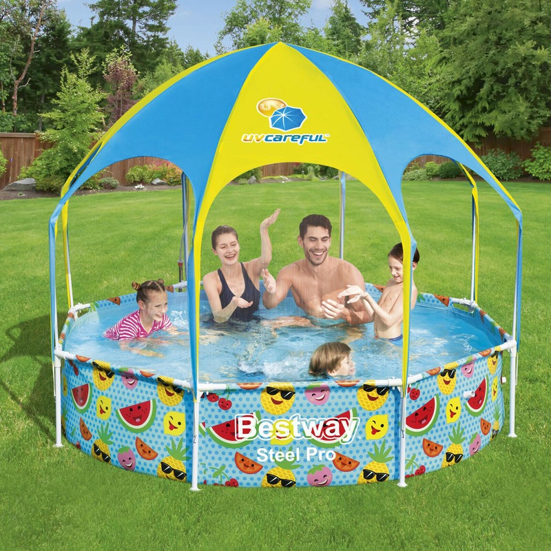 Bestway 2.44m x 0.51m Splash-in-Shade Play Pool with Canopy and Sprayer ...