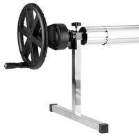 Pool Cover Roller – T Frame - Wheel w. Force Reducing Device – Straps and Buckles - 4.9m to 6.45m Long Tube 
