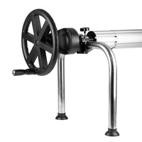 Pool Cover Roller – U Frame - Wheel w. Force Reducing Device – Strings and Eyelets - 4.9m to 6.45m Long Tube
