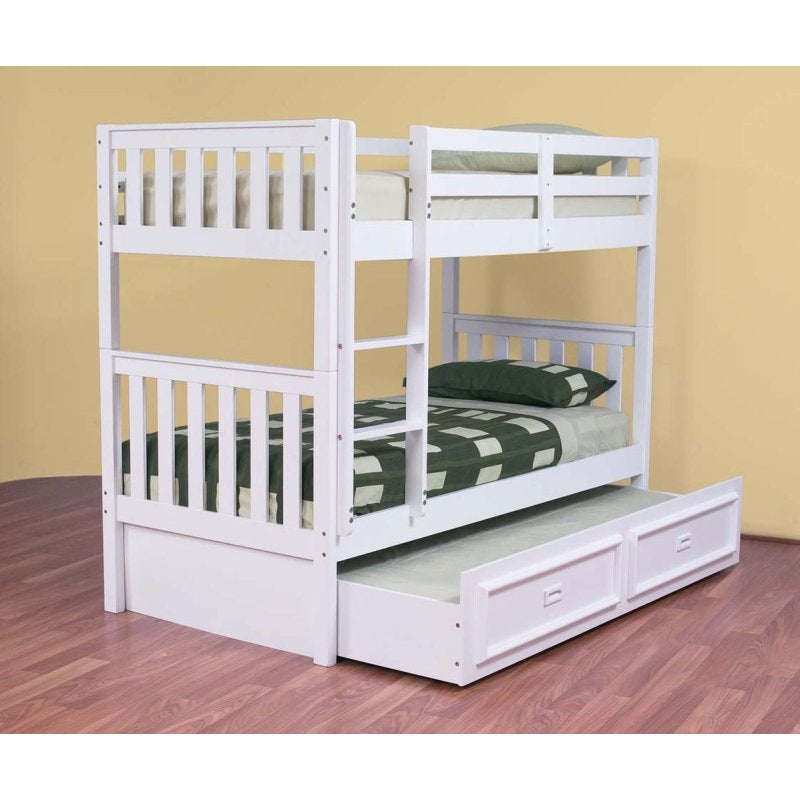 Single Size Bunk Bed W Trundle In, White Bunk Bed With Trundle