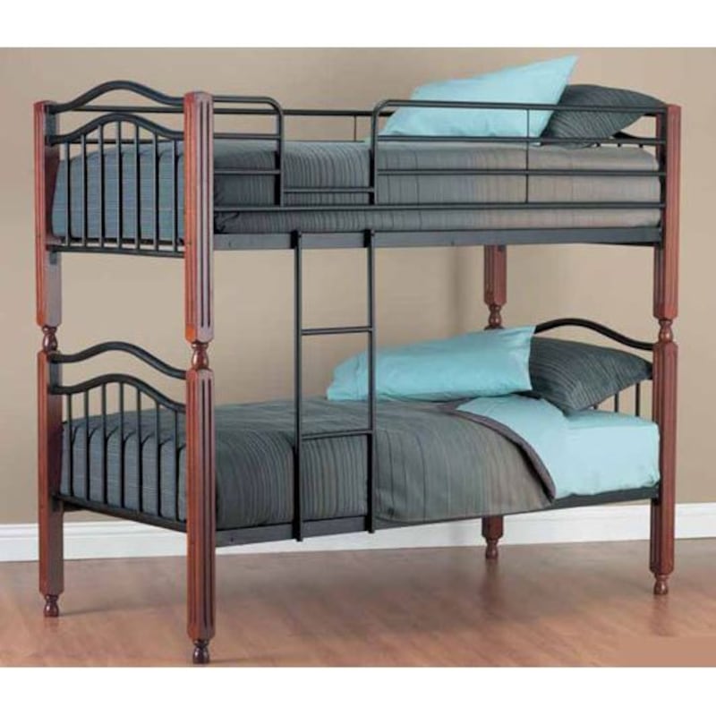 Buy Single Size Hardwood Timber & Black Metal Bunk Bed - MyDeal