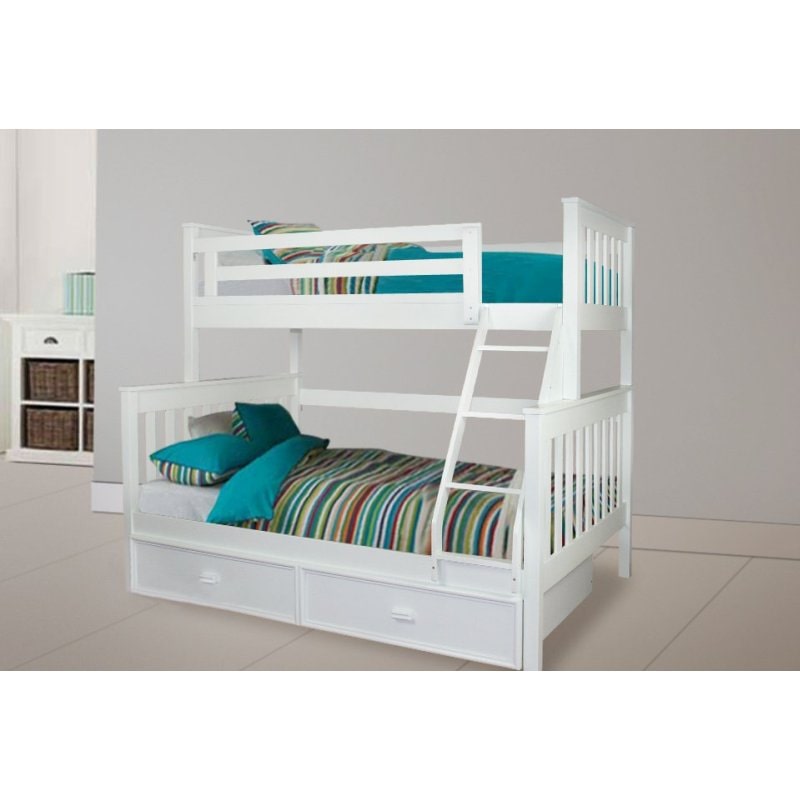 white timber bunk beds