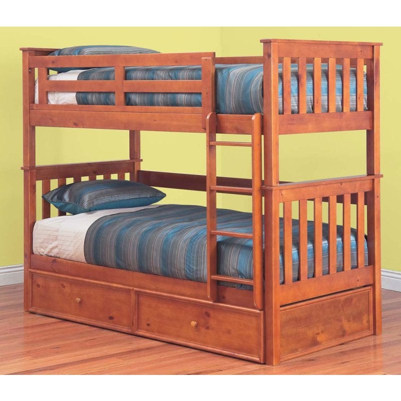 Bunk Bed W Ranch Matching Trundle Oak, Ranch Oak Bunk Beds