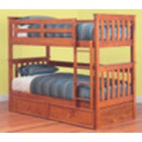 King Single Awesome Bunk Bed With Matching King Single Awesome Trundle - Teak