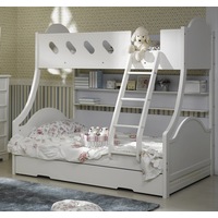 Majestic Single Over Double (Trio) Bunk With Matching Single Trundle Bed - Ivory White