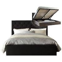 Windsor King Fabric Bed Frame w/ Gas Lift Charcoal