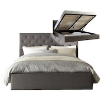 Windsor Double Fabric Bed Frame in Grey w/ Gas Lift