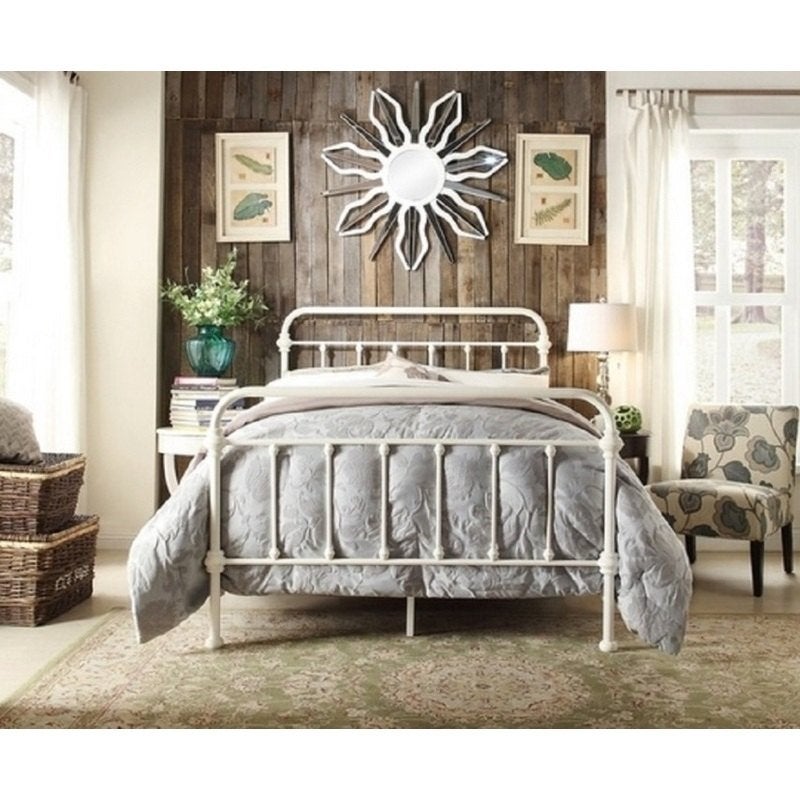 York Queen Size Modern Metal Bed Frame in White