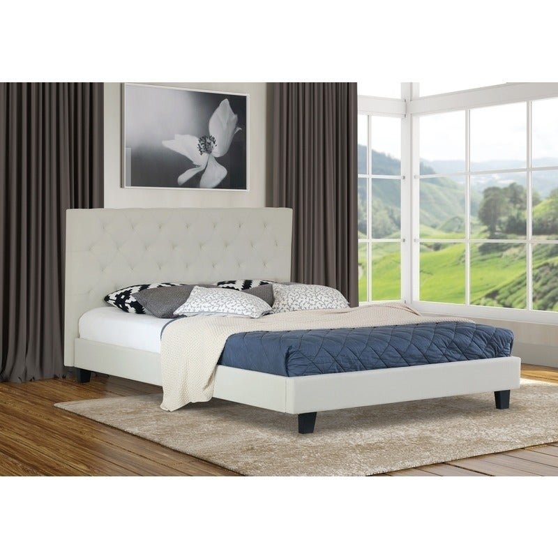 Buy Windsor Queen Bed Frame in Cream Fabric - MyDeal