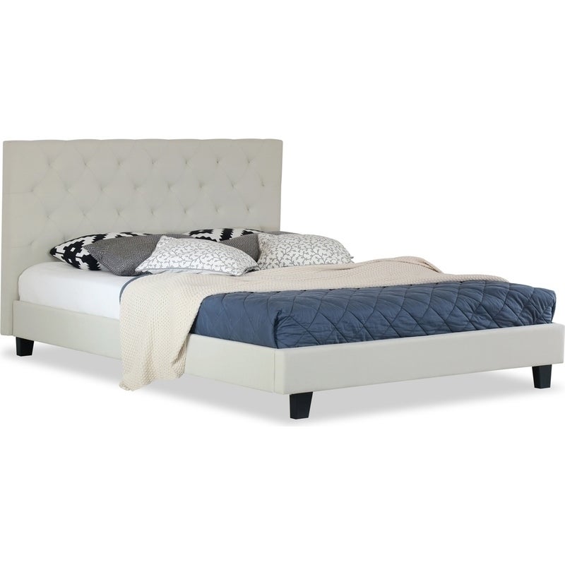 Buy Windsor Queen Bed Frame in Cream Fabric - MyDeal