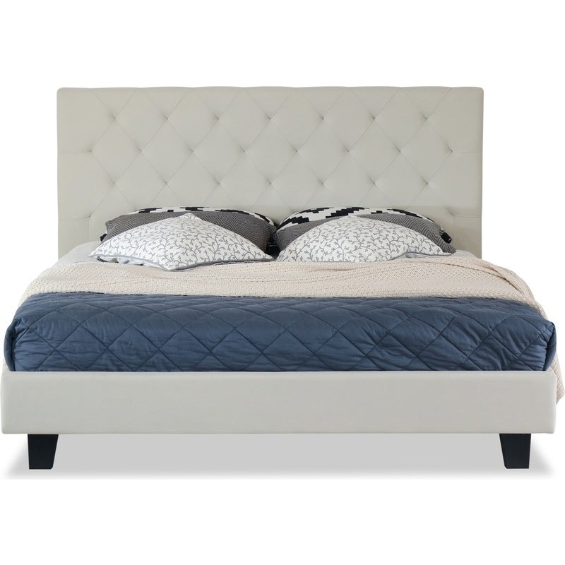Buy Windsor Queen Bed Frame in Cream Fabric - MyDeal