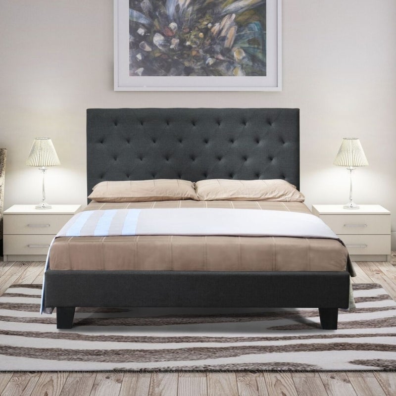 Windsor Double Size Fabric Bed Frame in Charcoal