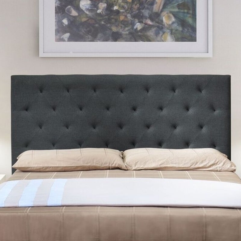 Buy Windsor Queen Fabric Linen Tufted Bed Head Charcoal - MyDeal