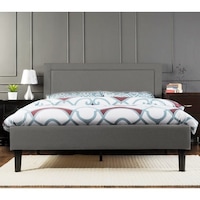 Portsmouth King Single Linen Fabric Bed Frame - Grey