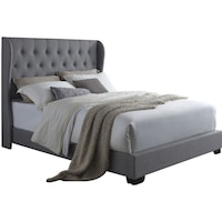 Dudley King Size Linen Fabric Bed Frame in Grey