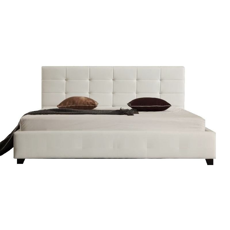 Buy Fife Queen PU Leather Padded Bed Frame in White MyDeal