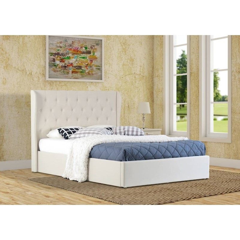 Buy Dudley Double Gas Lift Storage Fabric Bed Frame in Beige MyDeal