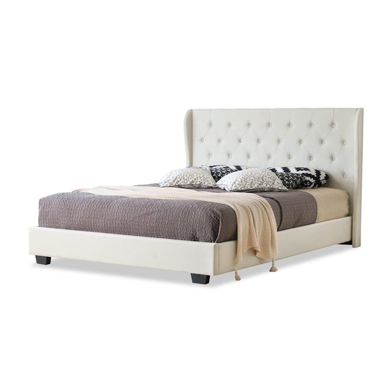 Buy Dudley King Size Fabric Bed Frame in Beige - MyDeal