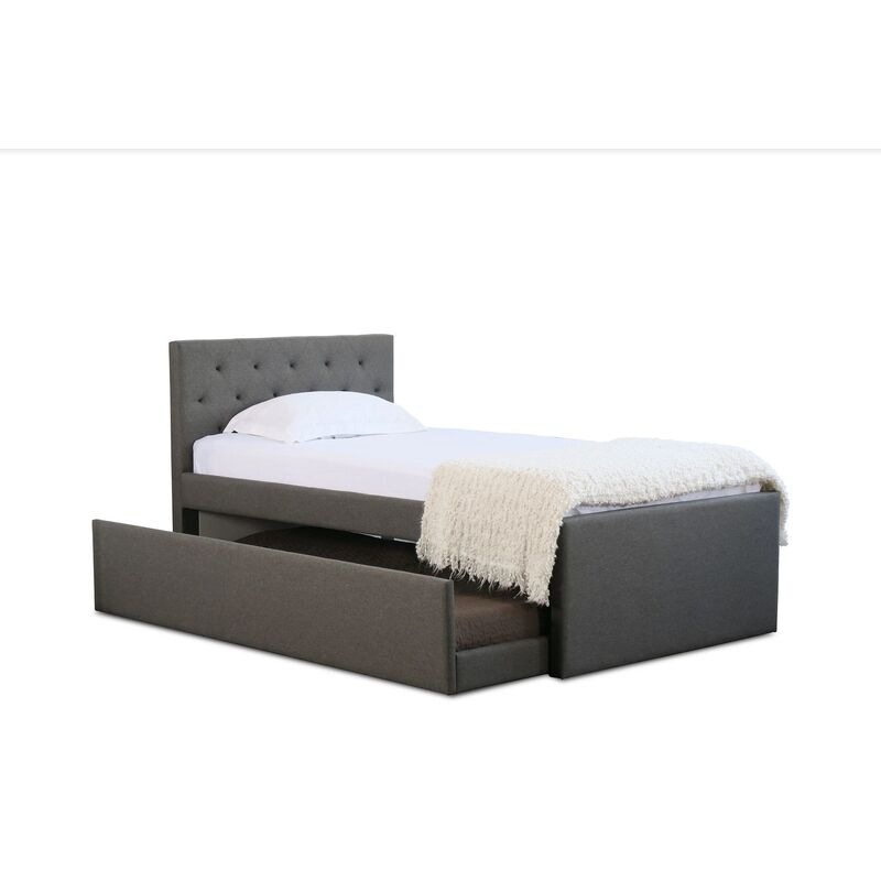 Buy Istyle Chester King Single Trundle Storage Bed Frame Fabric Grey