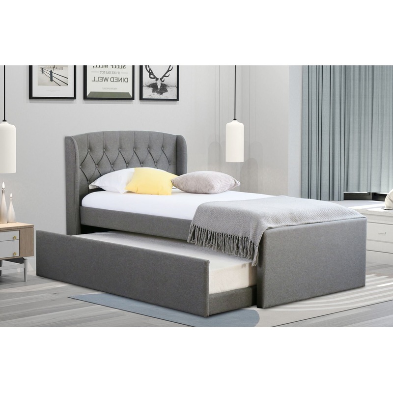 Buy Istyle Dupont King Single Trundle Storage Bed Frame Fabric Grey