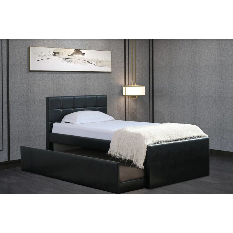 Istyle Milan King Single Trundle Storage Bed Frame Black