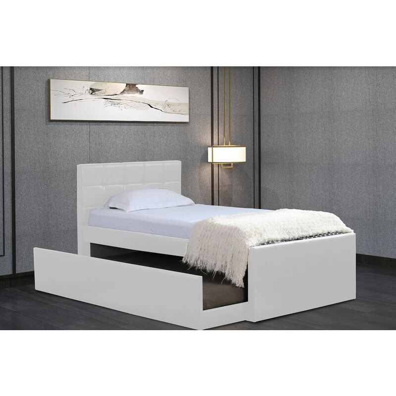 Istyle Milan King Single Trundle Storage Bed Frame White