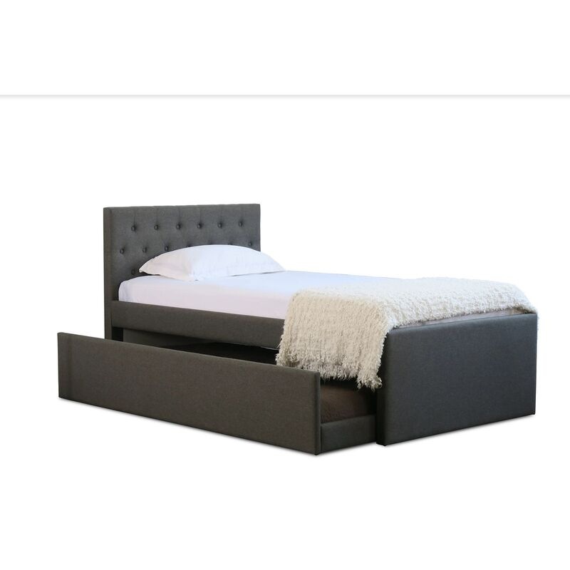 Buy Istyle Norman King Single Trundle Storage Bed Frame Fabric Grey