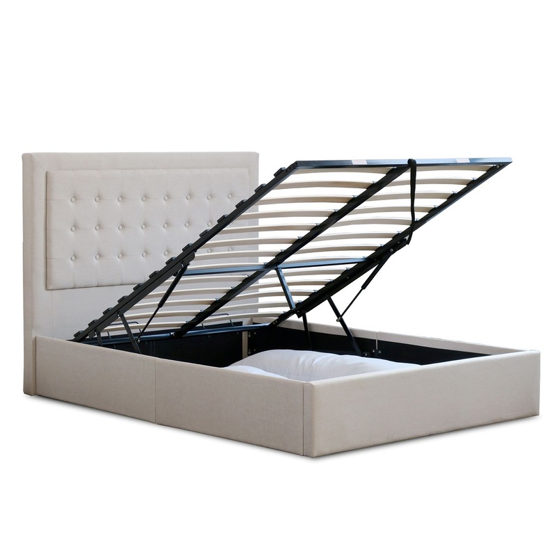 Buy Italian Design Jensen Double Gas Lift Ottoman Storage Bed Frame