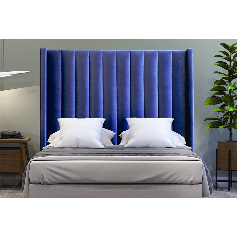 Buy Modern Classic Jacob Queen Velvet Bed Head Blue MyDeal