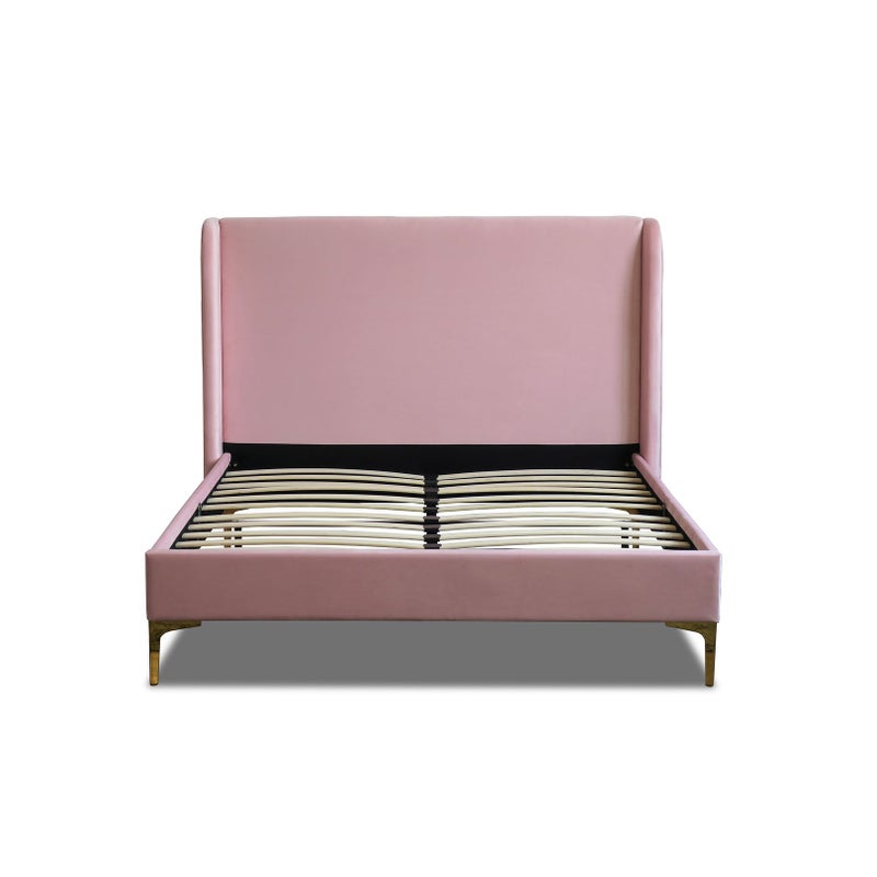 Buy Modern Classic Olivia Queen Velvet Bed Frame Pink with Gold Legs ...