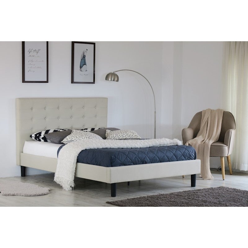 Albany Button Double Bed Frame Fabric Beige