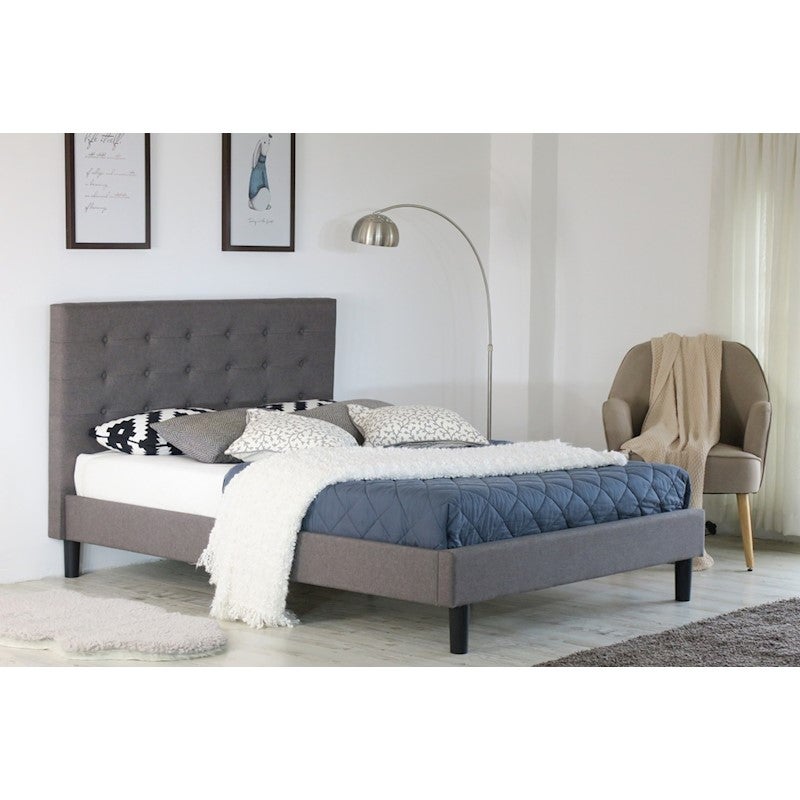 Albany Button King Single Bed Frame Fabric Grey