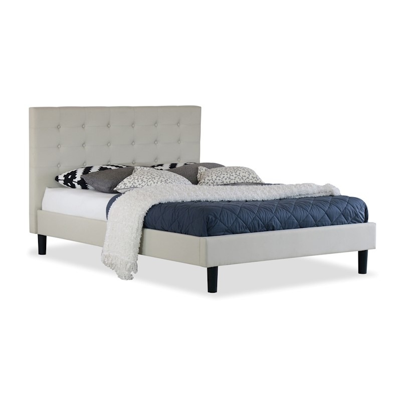 Buy Albany Button Queen Bed Frame Fabric Beige MyDeal