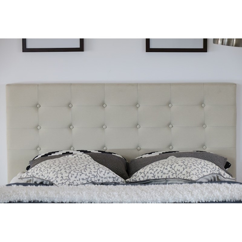 Buy Albany Button Queen Bed Frame Fabric Beige MyDeal