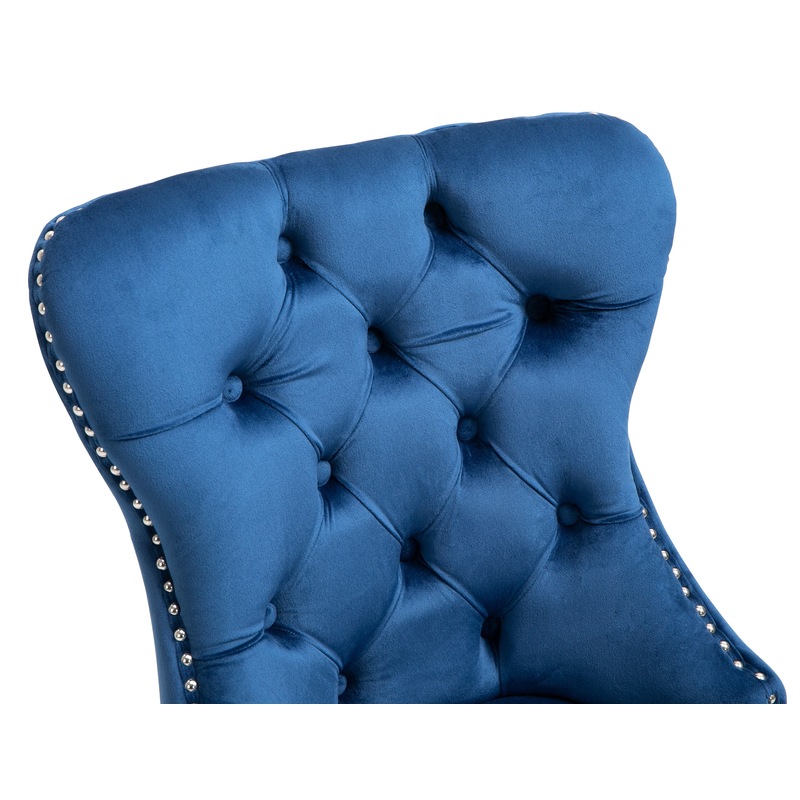 Buy 2 X French Dining Chairs Velvet Upholstered Tufted Back Studs