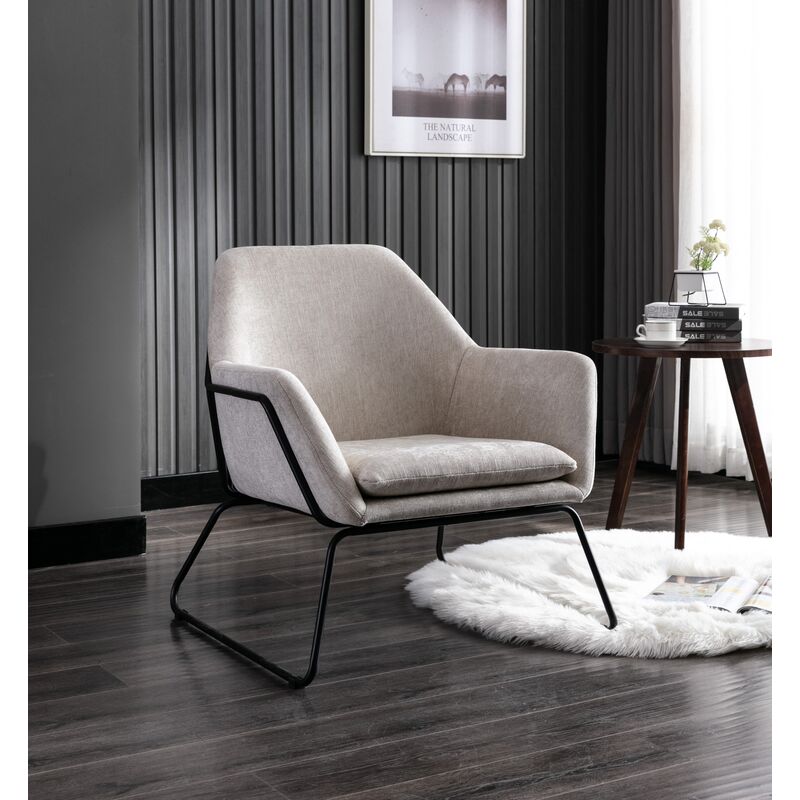 Beige Fabric Armchair Lounge Chair Accent Armchairs Single Sofa