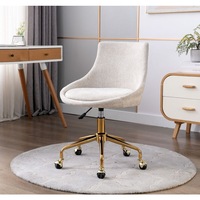 Beige Fabric Upholstered Office Chair Home Office Chair Gold Base